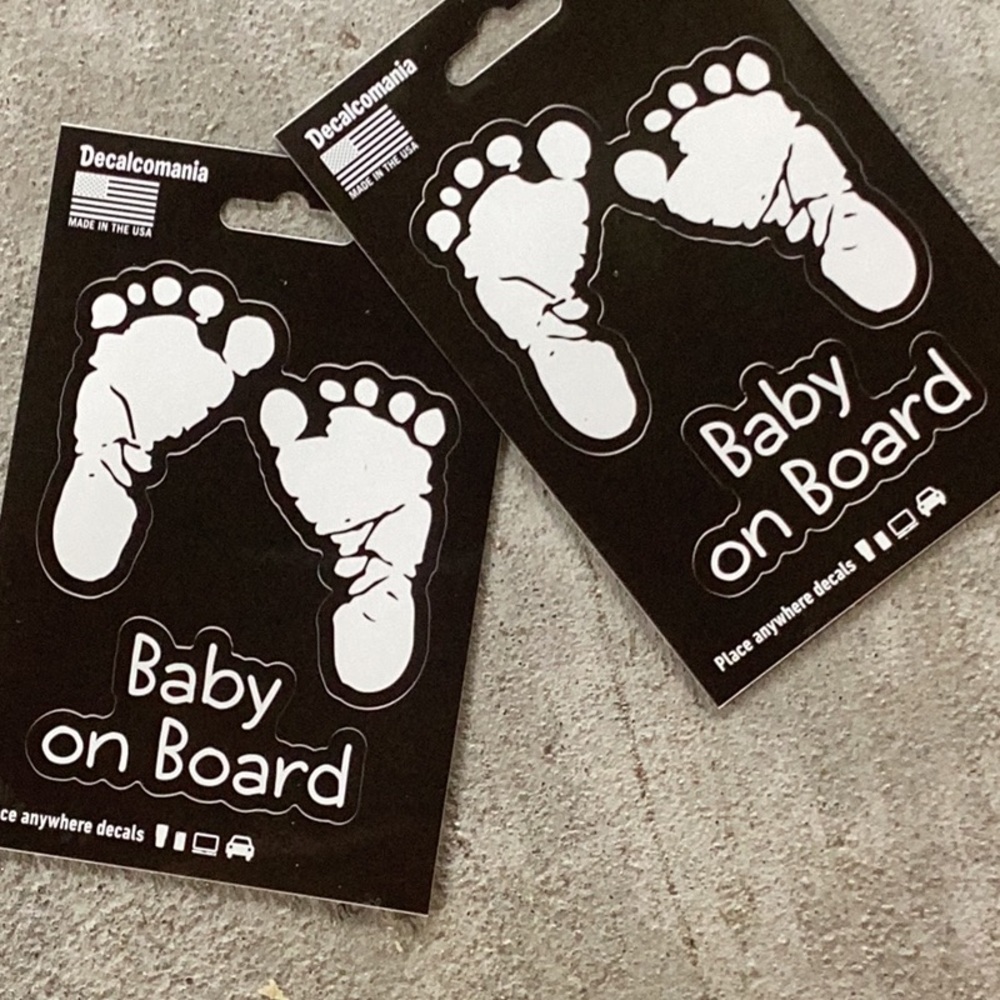 Set of 2 sheets - Baby on Board footprints decals